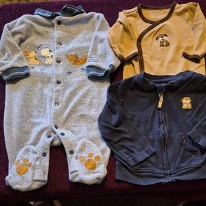3pc Boys 3-12m Carter's Footie, Shirt And Jacket Set In A Dog Theme